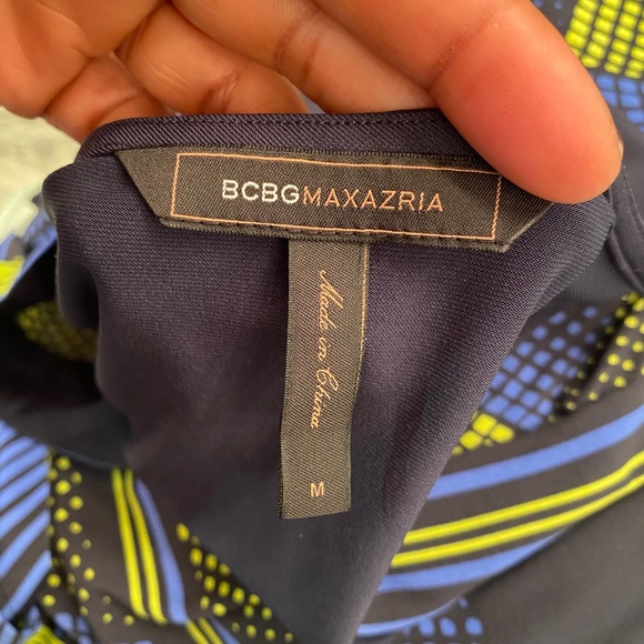 BCBGMAXAZRIA V Neck Empire Waist blue Dress - Picture 4 of 5